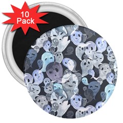 Ghosts Blue Sinister Helloween Face Mask 3  Magnets (10 Pack) 