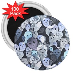 Ghosts Blue Sinister Helloween Face Mask 3  Magnets (100 Pack)