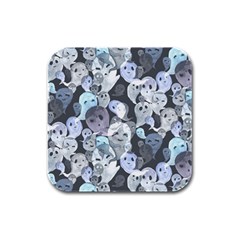 Ghosts Blue Sinister Helloween Face Mask Rubber Square Coaster (4 Pack) 