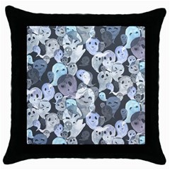 Ghosts Blue Sinister Helloween Face Mask Throw Pillow Case (black) by Mariart