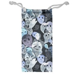 Ghosts Blue Sinister Helloween Face Mask Jewelry Bag by Mariart