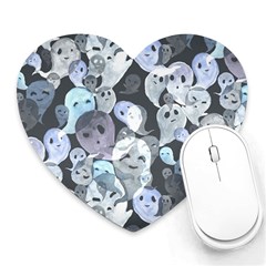 Ghosts Blue Sinister Helloween Face Mask Heart Mousepads by Mariart