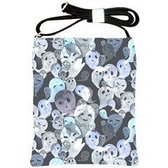 Ghosts Blue Sinister Helloween Face Mask Shoulder Sling Bags by Mariart