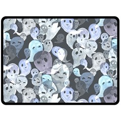 Ghosts Blue Sinister Helloween Face Mask Fleece Blanket (large) 