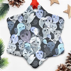 Ghosts Blue Sinister Helloween Face Mask Ornament (snowflake)