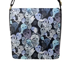 Ghosts Blue Sinister Helloween Face Mask Flap Messenger Bag (l) 