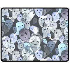 Ghosts Blue Sinister Helloween Face Mask Double Sided Fleece Blanket (medium)  by Mariart