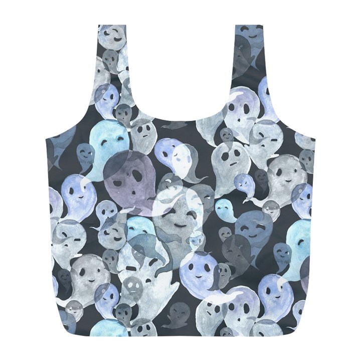 Ghosts Blue Sinister Helloween Face Mask Full Print Recycle Bags (L) 