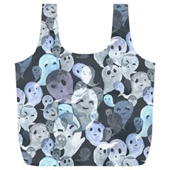 Ghosts Blue Sinister Helloween Face Mask Full Print Recycle Bags (l)  by Mariart