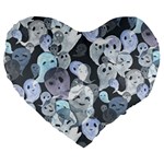 Ghosts Blue Sinister Helloween Face Mask Large 19  Premium Flano Heart Shape Cushions Front