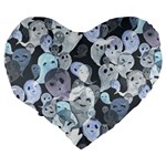 Ghosts Blue Sinister Helloween Face Mask Large 19  Premium Flano Heart Shape Cushions Back