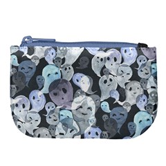 Ghosts Blue Sinister Helloween Face Mask Large Coin Purse