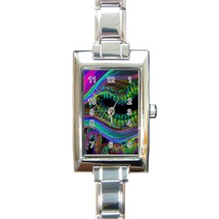 Aurora Wave Colorful Space Line Light Neon Visual Cortex Plate Rectangle Italian Charm Watch