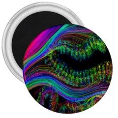 Aurora Wave Colorful Space Line Light Neon Visual Cortex Plate 3  Magnets by Mariart