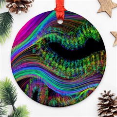 Aurora Wave Colorful Space Line Light Neon Visual Cortex Plate Ornament (round)