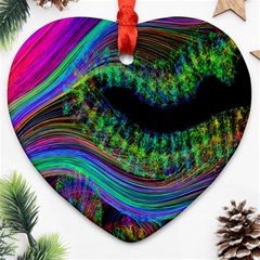 Aurora Wave Colorful Space Line Light Neon Visual Cortex Plate Ornament (heart)