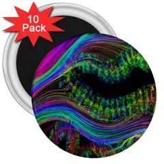 Aurora Wave Colorful Space Line Light Neon Visual Cortex Plate 3  Magnets (10 Pack)  by Mariart