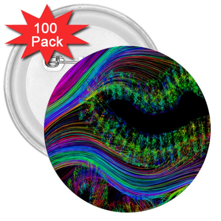 Aurora Wave Colorful Space Line Light Neon Visual Cortex Plate 3  Buttons (100 pack) 