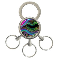 Aurora Wave Colorful Space Line Light Neon Visual Cortex Plate 3-ring Key Chains by Mariart