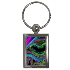 Aurora Wave Colorful Space Line Light Neon Visual Cortex Plate Key Chains (rectangle)  by Mariart