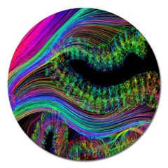 Aurora Wave Colorful Space Line Light Neon Visual Cortex Plate Magnet 5  (round)