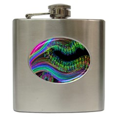 Aurora Wave Colorful Space Line Light Neon Visual Cortex Plate Hip Flask (6 Oz) by Mariart