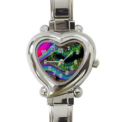 Aurora Wave Colorful Space Line Light Neon Visual Cortex Plate Heart Italian Charm Watch by Mariart