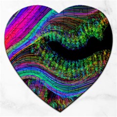 Aurora Wave Colorful Space Line Light Neon Visual Cortex Plate Jigsaw Puzzle (heart) by Mariart