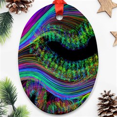 Aurora Wave Colorful Space Line Light Neon Visual Cortex Plate Oval Ornament (two Sides) by Mariart