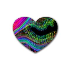 Aurora Wave Colorful Space Line Light Neon Visual Cortex Plate Heart Coaster (4 Pack)  by Mariart