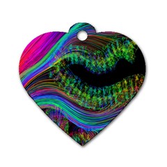 Aurora Wave Colorful Space Line Light Neon Visual Cortex Plate Dog Tag Heart (two Sides) by Mariart