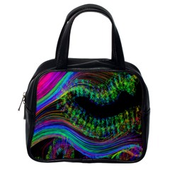 Aurora Wave Colorful Space Line Light Neon Visual Cortex Plate Classic Handbags (one Side) by Mariart