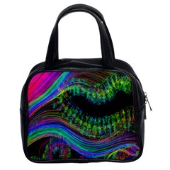 Aurora Wave Colorful Space Line Light Neon Visual Cortex Plate Classic Handbags (2 Sides) by Mariart