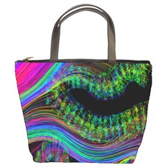 Aurora Wave Colorful Space Line Light Neon Visual Cortex Plate Bucket Bags by Mariart