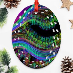 Aurora Wave Colorful Space Line Light Neon Visual Cortex Plate Ornament (oval Filigree) by Mariart