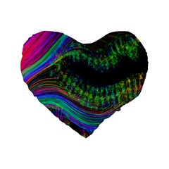 Aurora Wave Colorful Space Line Light Neon Visual Cortex Plate Standard 16  Premium Heart Shape Cushions