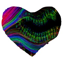 Aurora Wave Colorful Space Line Light Neon Visual Cortex Plate Large 19  Premium Heart Shape Cushions by Mariart