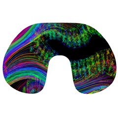 Aurora Wave Colorful Space Line Light Neon Visual Cortex Plate Travel Neck Pillows by Mariart