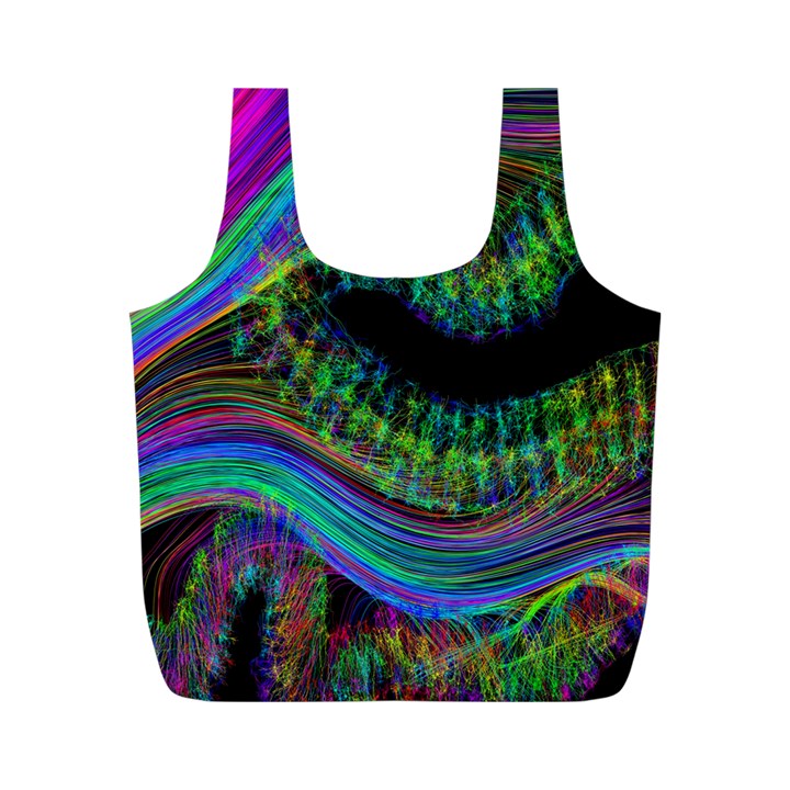 Aurora Wave Colorful Space Line Light Neon Visual Cortex Plate Full Print Recycle Bags (M) 