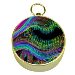 Aurora Wave Colorful Space Line Light Neon Visual Cortex Plate Gold Compasses by Mariart