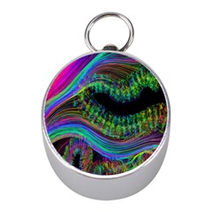 Aurora Wave Colorful Space Line Light Neon Visual Cortex Plate Mini Silver Compasses by Mariart