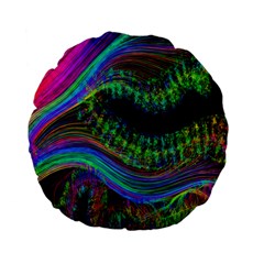 Aurora Wave Colorful Space Line Light Neon Visual Cortex Plate Standard 15  Premium Flano Round Cushions by Mariart