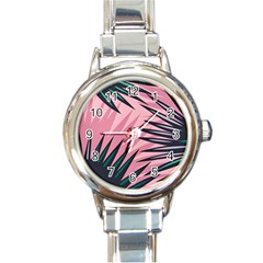 Graciela Detail Petticoat Palm Pink Green Round Italian Charm Watch