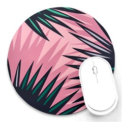 Graciela Detail Petticoat Palm Pink Green Round Mousepads