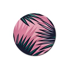 Graciela Detail Petticoat Palm Pink Green Rubber Coaster (Round) 