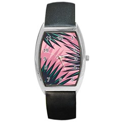 Graciela Detail Petticoat Palm Pink Green Barrel Style Metal Watch