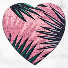 Graciela Detail Petticoat Palm Pink Green Jigsaw Puzzle (Heart)