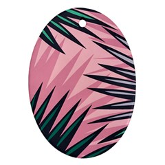 Graciela Detail Petticoat Palm Pink Green Oval Ornament (Two Sides)