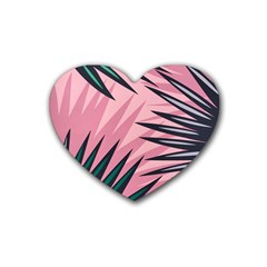 Graciela Detail Petticoat Palm Pink Green Rubber Coaster (Heart) 