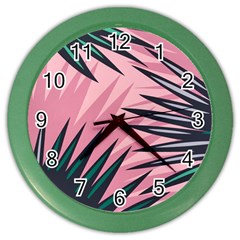 Graciela Detail Petticoat Palm Pink Green Color Wall Clocks